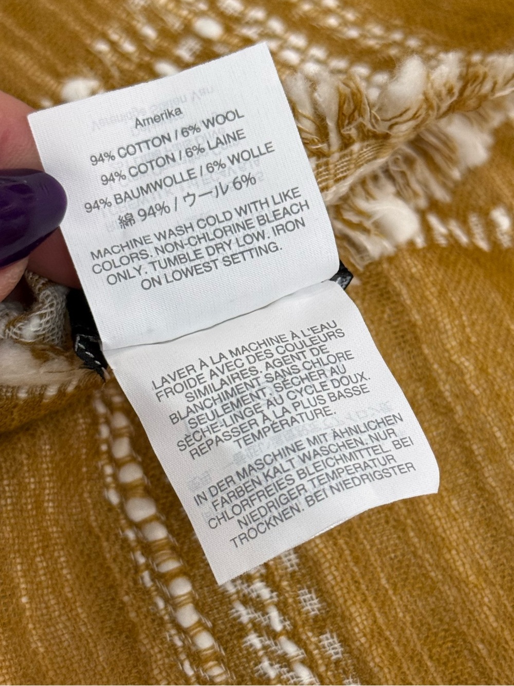 Madewell Mustard Plaid Blanket Scarf Wrap Fringe Large Shawl Wool Blend - Picture 4 of 10